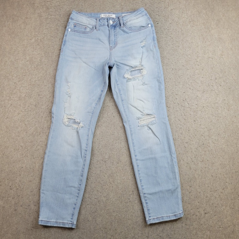 Judy Blue 1/25 Boyfriend Fit Lt Wash Distressed Crop Jeans 28x27 Style JB88333
